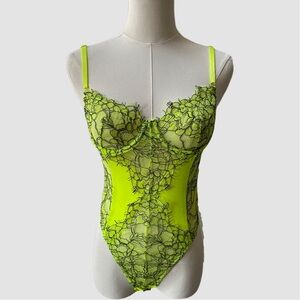 Windsor Ravishing Lace Bodysuit in Neon Green